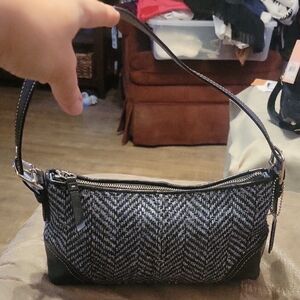 Coach Blue and Silver Shoulder Bag with Chevron Pattern